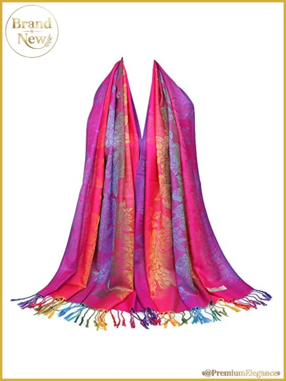 Paisley Pashmina Wrap Shawl Tassels Polyester Cotton Blend